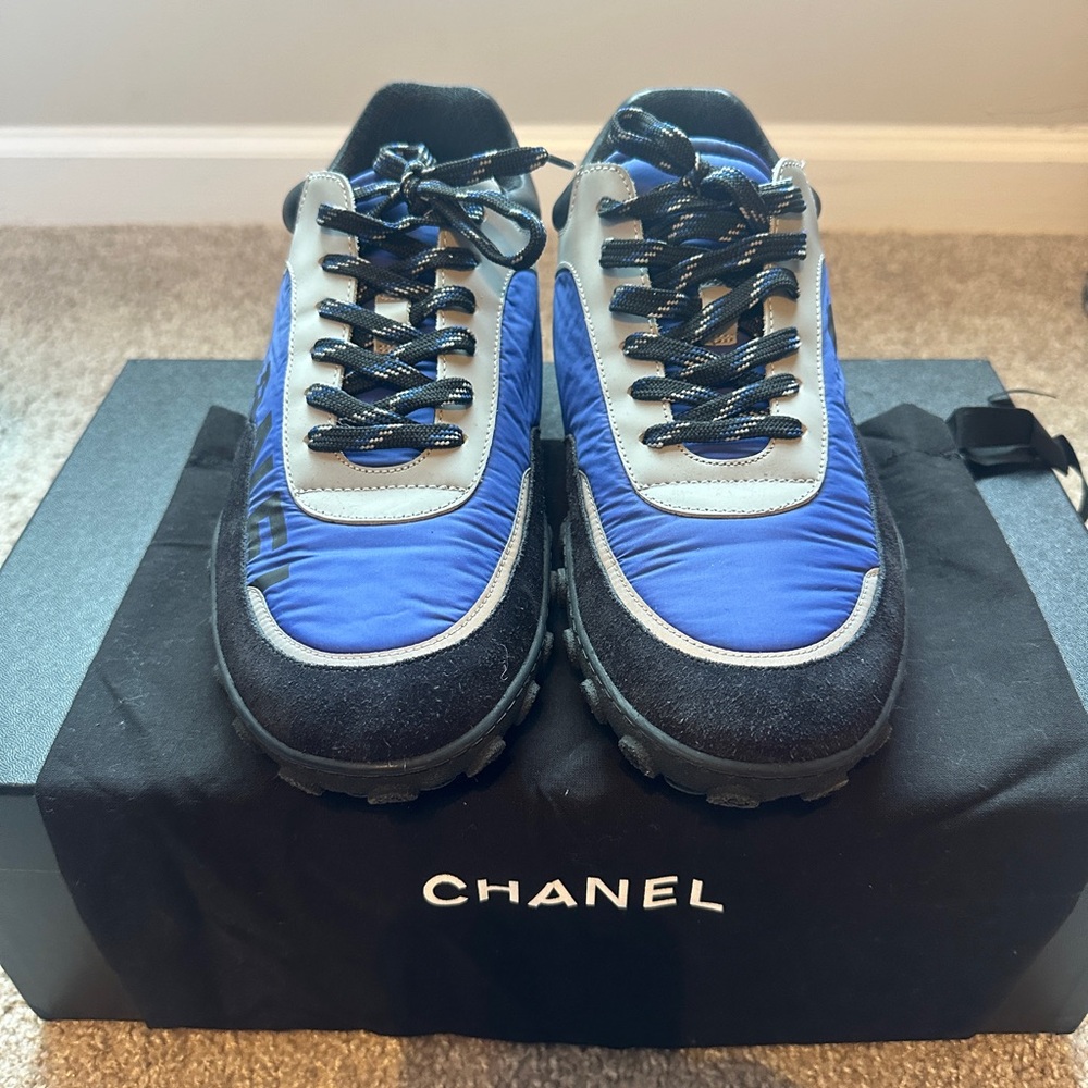 CHANEL Men's Blue and Black Sneakers